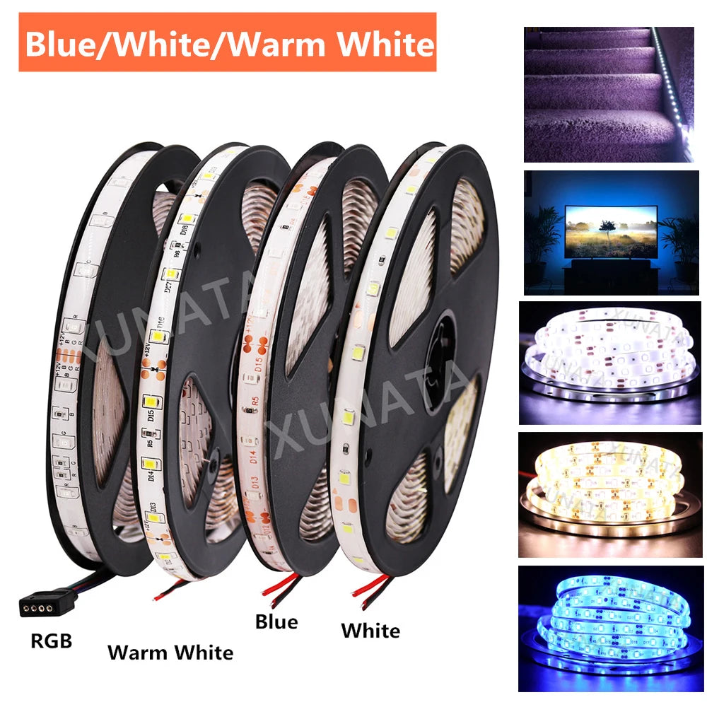 5050 RGB LED Strip 2835 RGB LED Light Strip DC 12V 60LEDs/m Waterproof LED Light Lamp For Indoor Decoration Kitchen Garland 5m