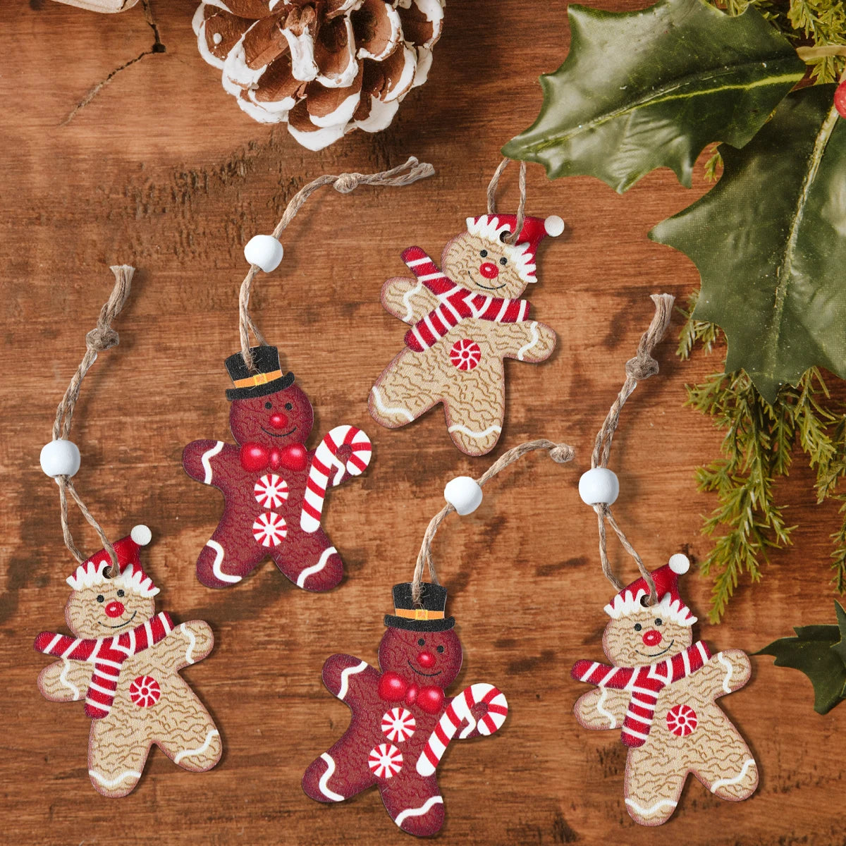 Christmas Gingerbread Man Ornaments Christmas Decoration for Home 2024 Xmas Wooden Ornament Christmas Tree Hanging Decorations