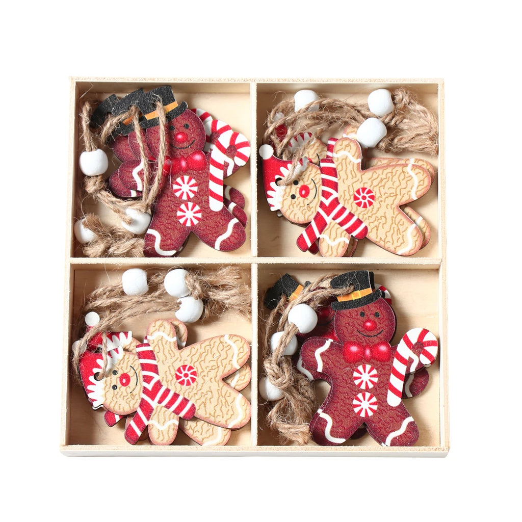 Christmas Gingerbread Man Ornaments Christmas Decoration for Home 2024 Xmas Wooden Ornament Christmas Tree Hanging Decorations