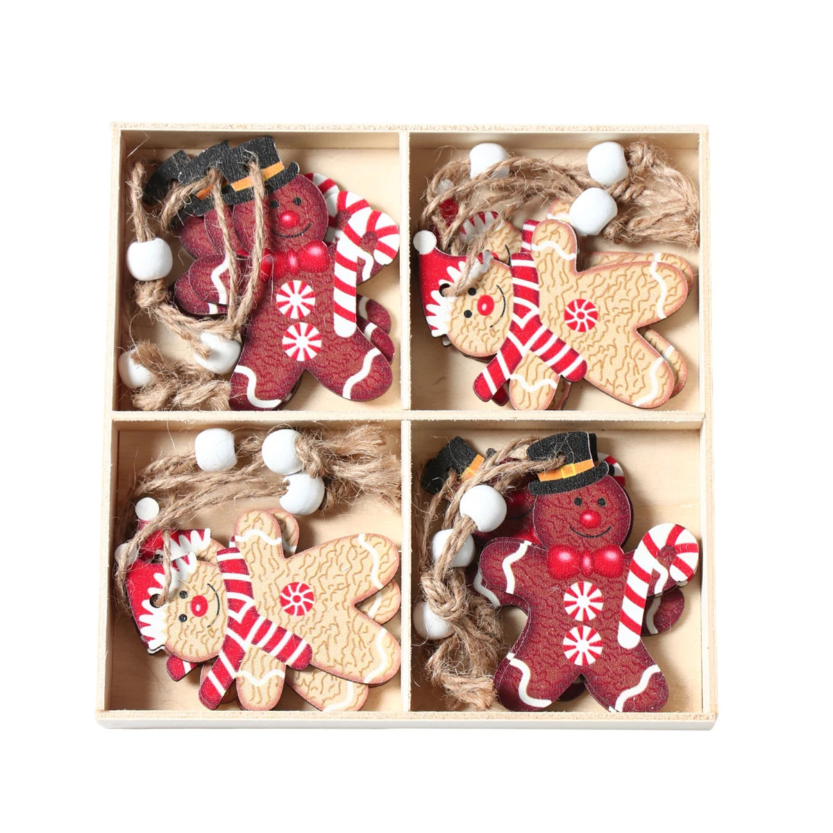 Christmas Gingerbread Man Ornaments Christmas Decoration for Home 2024 Xmas Wooden Ornament Christmas Tree Hanging Decorations