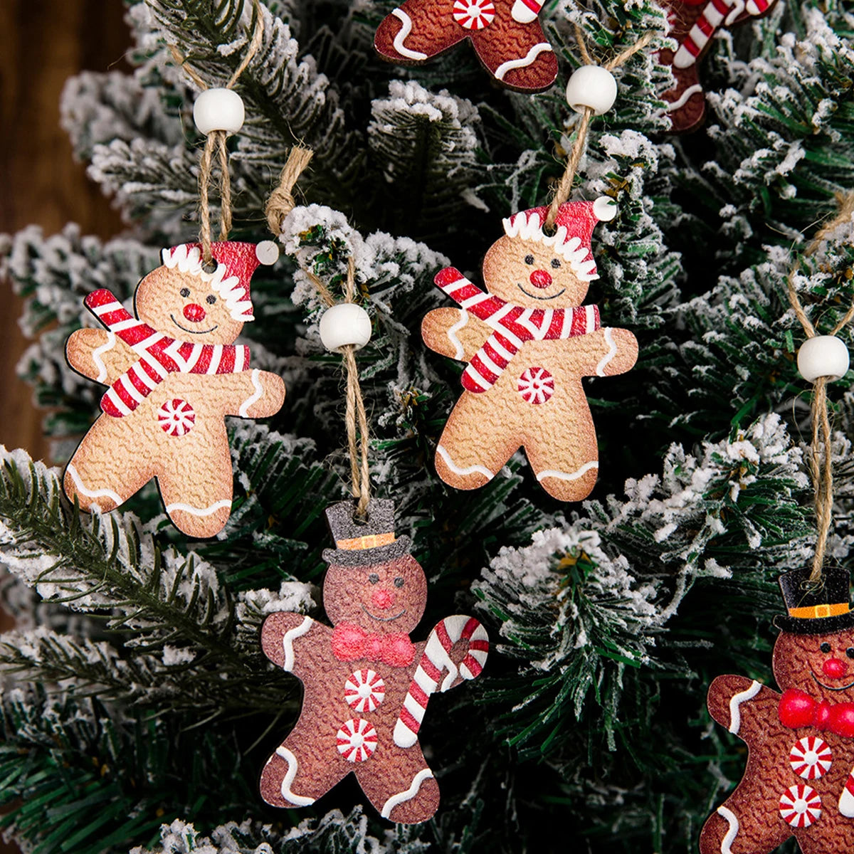 Christmas Gingerbread Man Ornaments Christmas Decoration for Home 2024 Xmas Wooden Ornament Christmas Tree Hanging Decorations