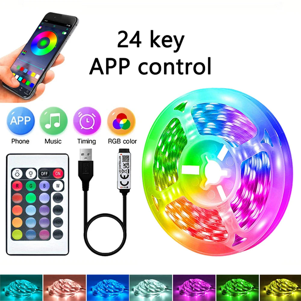 40M/131Ft Led Strip Lights APP 44Keys Music Sync Remote Control USB 5V RGB Flexible Tape for Room Decoration TV Backlight Diode