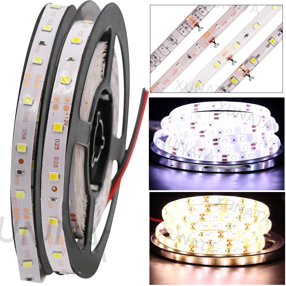 5050 RGB LED Strip 2835 RGB LED Light Strip DC 12V 60LEDs/m Waterproof LED Light Lamp For Indoor Decoration Kitchen Garland 5m